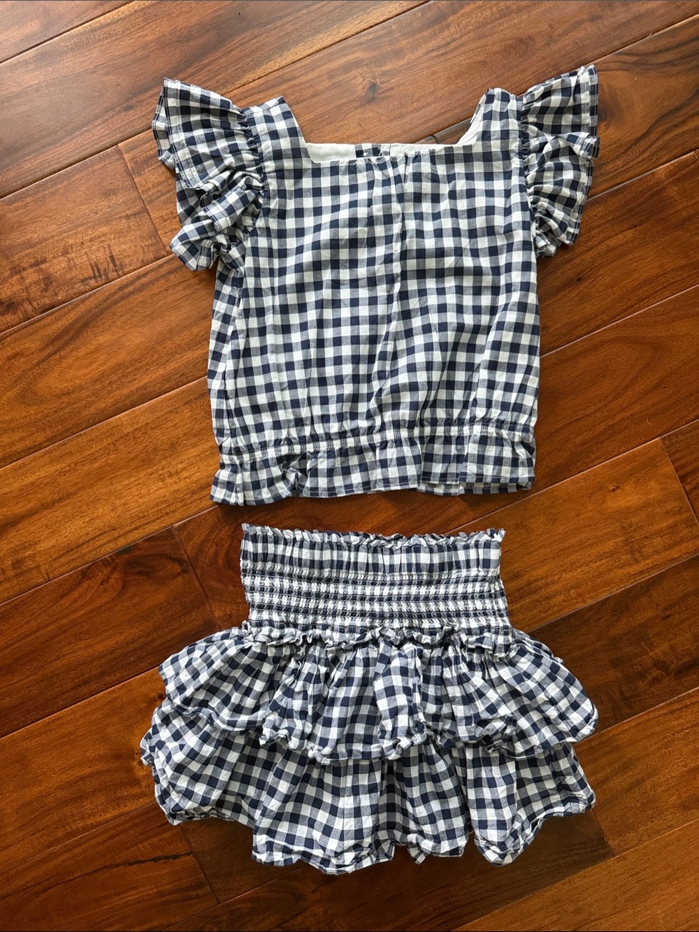 Janie and Jack Navy and White Gingham Set